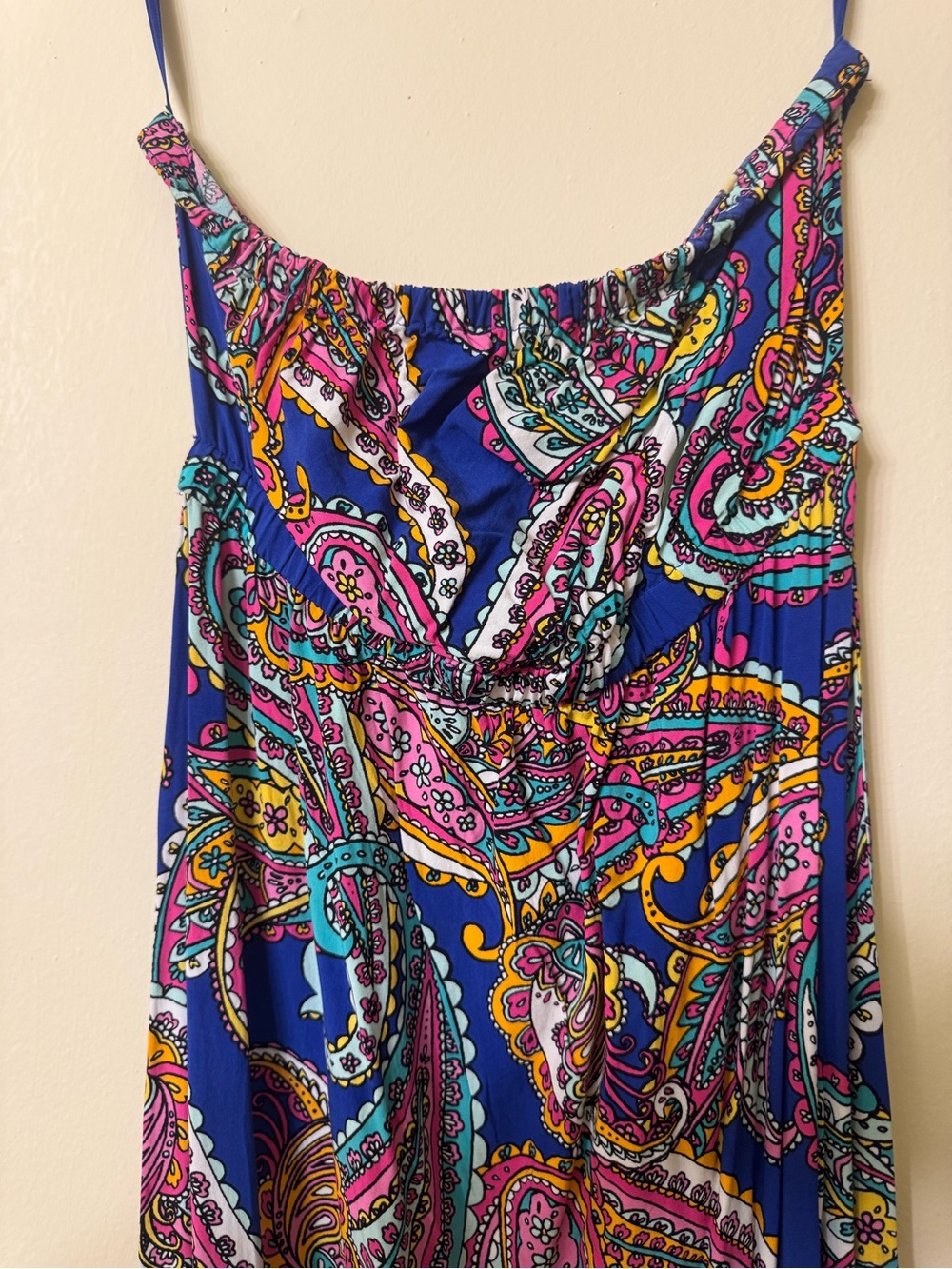 EUC Banana Republic purple paisley strapless maxi dress, size 4
